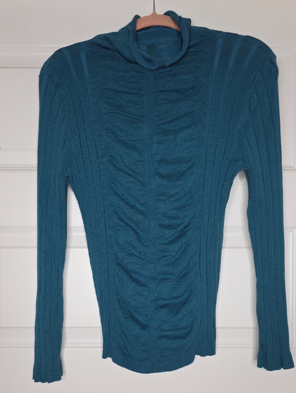 New Directions Teal Ribbed Turtleneck Sweater